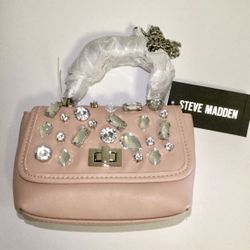 New Beautiful Steve Madden Pink Handheld And Crossbody Chain Bag