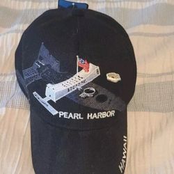 Pearl Harbor Arizona Memorial Hat WWII BLACK Oahu Hawaii Strap Chelona With Tags