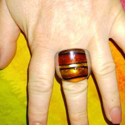 Large Multicolored Murano Glass Ring Size 9