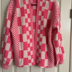New Pink Checkered Sweater