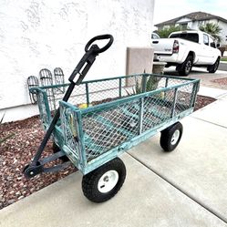 Garden Cart Wagon Metal Heavy Duty Drop Down Sides