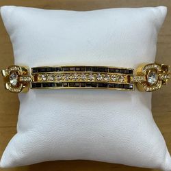 Camrose & Kross JBK Jacqueline Kennedy Goldtone w/ Black White Swarovski Crystals Tennis Bracelet