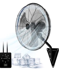 AZOUTDOOR 20" Wall Mount Fan 7000 CFM High Velocity Wall Industrial Fan 120° Oscillating Fans 3-Speed for Household, Commercial Use - ETL Listed, Blac