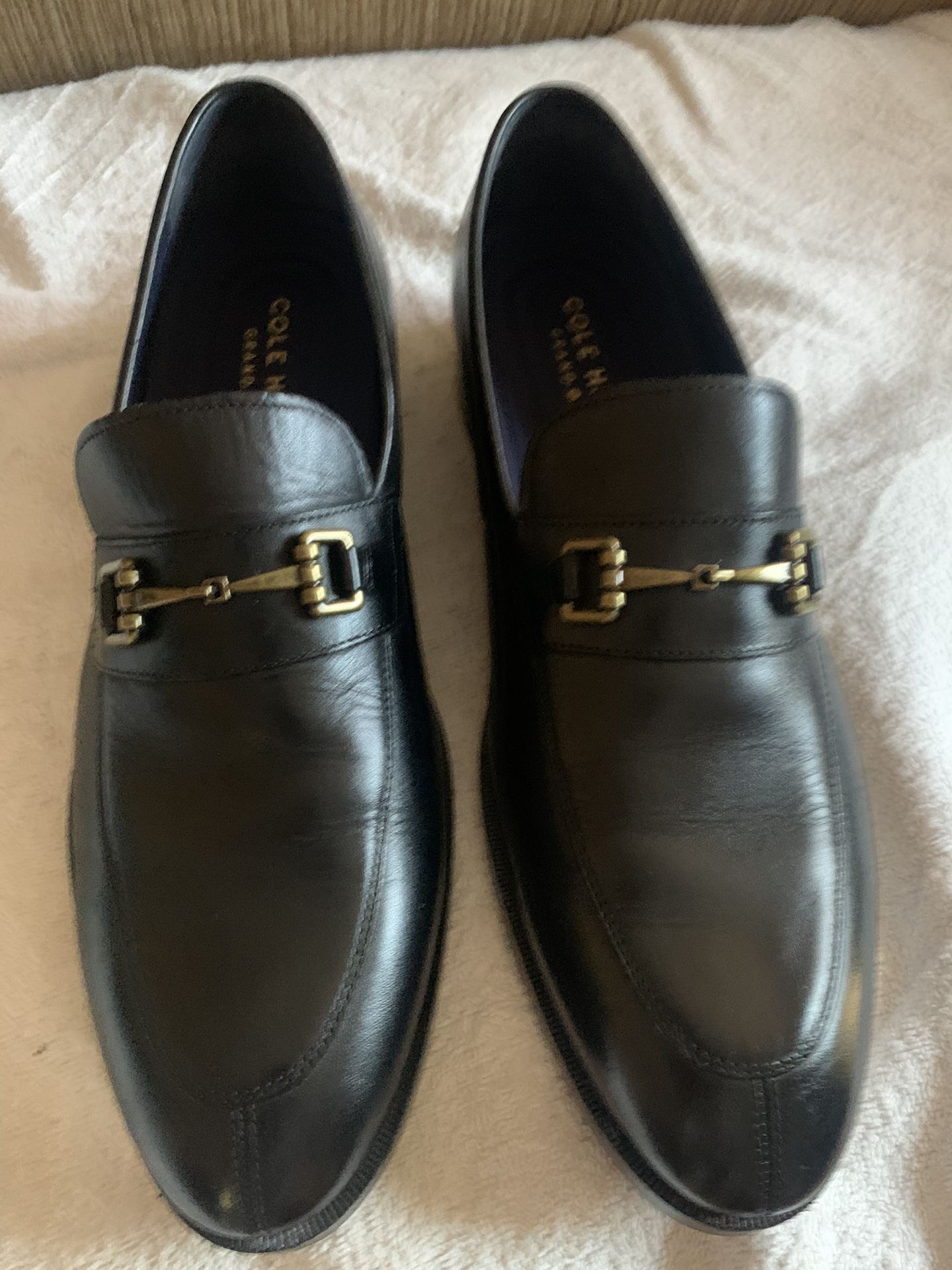 A New Pair Cole Haan Brand Black Henry Grant Bit Dress Shoes Size Men’s 9.5 M. Price $40