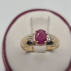 14k Gold Approx. 1ct Genuine Ruby Ring