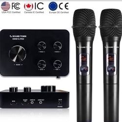 Sound Town Wireless Microphone Karaoke Mixer System with HD Audio Return Channel, Optical, AUX, Bluetooth - Supports Smart TV, Media Box, Sound Bar (S