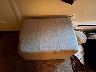 Gray Beige Storage Ottoman