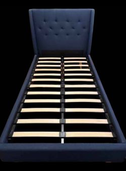 Ashleys Navy Fabric twin Platform bedframe