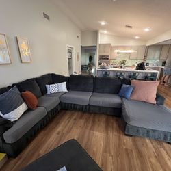 Calvin slate 3 piece sectional with left arm facing chaise outlet