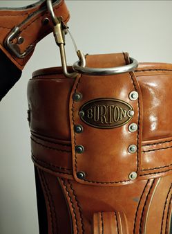 Vintage Burton Leather Golf bag brown and black w/ Montammy golf club patch classic retro cart bag