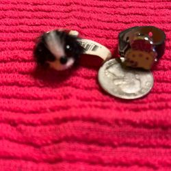 Kids Rings Black & White Dog & Hello kitty