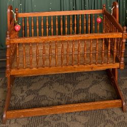 Sturdy Wooden Bedside Bassinet + Cradle