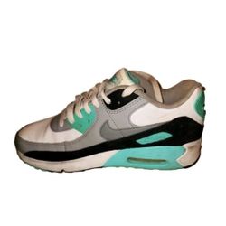 Nike Air Max 90 Leather Hyper Shoes 6.5 Kids Youth White Turquoise Womens 8