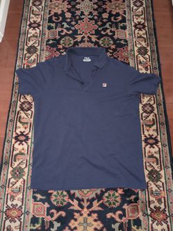 Mens Medium Navy Blue Fila Colar Shirt