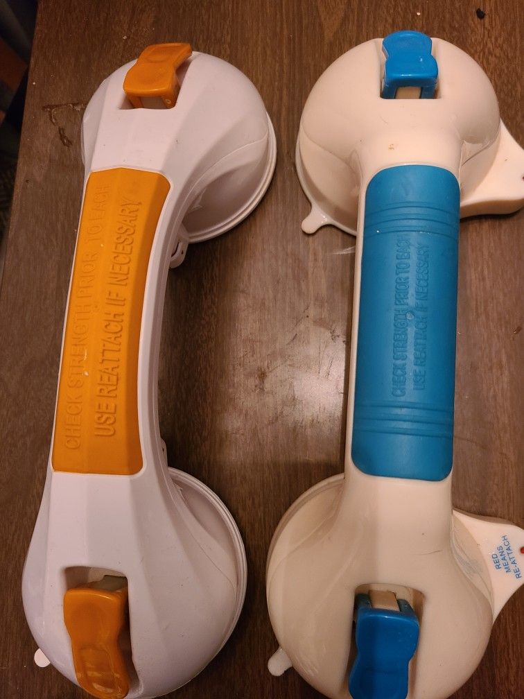 2 Bathroom bath shower grip bars. Handicap, disability, safety. East, west, north