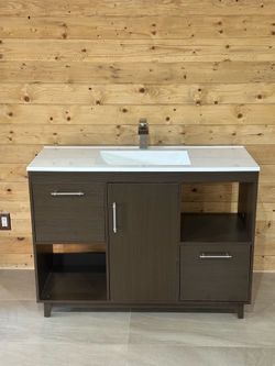 Modern Espresso Bathroom Vanity Sink Combo – 47” Modern Cabinet