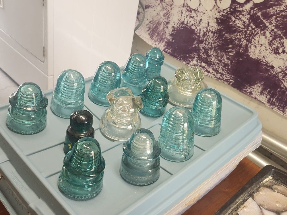 Antique Glass Insulators Assorted Pieces