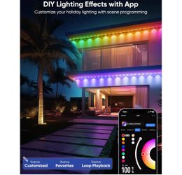 Permanent Outdoor Lights Pro 200ft, 144W RGBCW Eaves Lights with 144 LED Lights,