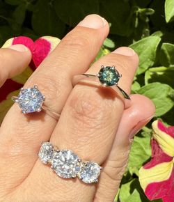 3 Sterling Silver Moissanite rings size 8.5 ALL are GRA Certified and come w/ paperwork & gift box