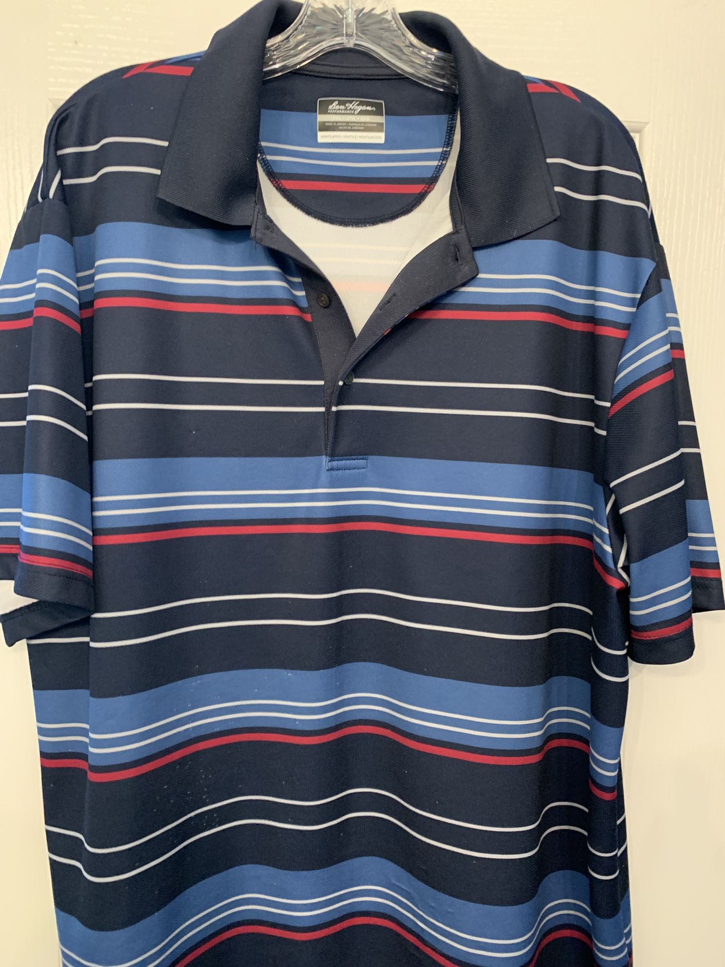 Men’s Ben Hogan Golf Polo Shirt Size 2X, Breathable Fabric, In Multicolored Stripes