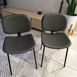Grey Vegan Leather Chairs (Set Of 2)