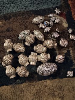 Large sterling silver spacer beads,