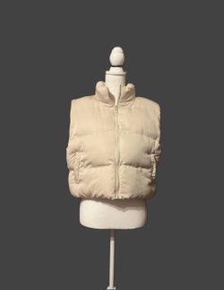 Cream Cropped Puffer Vest , Brand: Thread & Supply_ great condition
