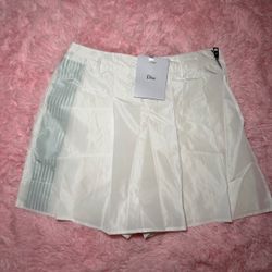 Dior White Pleated Mini Skirt