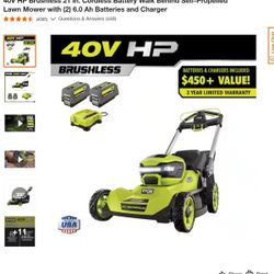 40V HP Brushless 21 in. Cordless Battery Walk Behind Self-Propelled Lawn Mower with (1) 6.0 Ah Batteries and Charger


