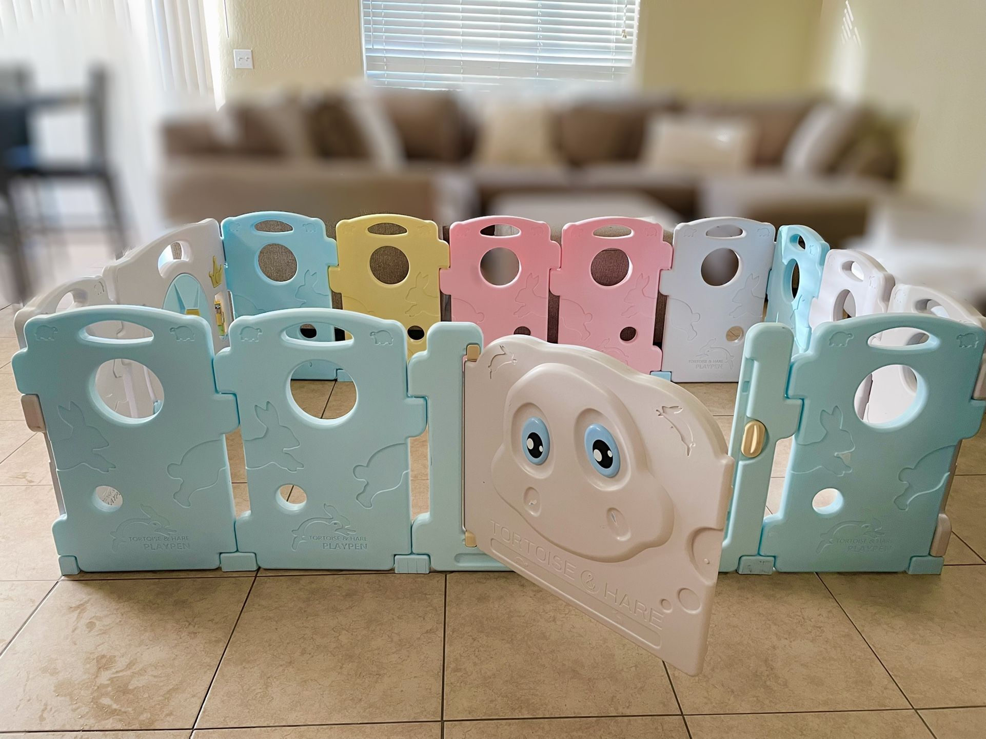 Baby Tortoise And Hare Playpen HOMCOM 14 Pcs Foldable Baby Playpen