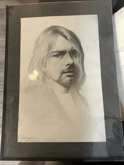 1994 KURT COBAIN LITHIOGRAPH CHARCOAL PORTRAIT BY ARTIST GARY SANDERUP