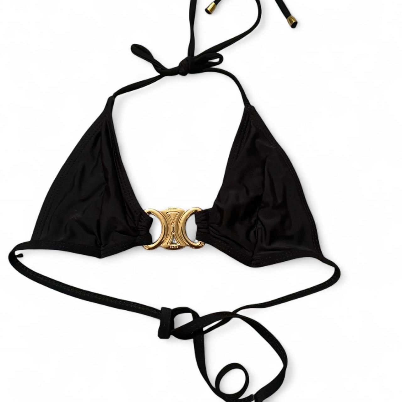 CELINE Women's Black and Gold Bikini-and-tankini-tops