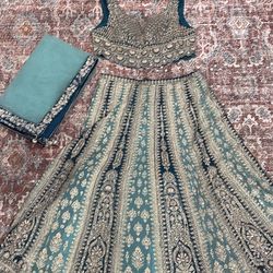 Blue Embroidered Lengha