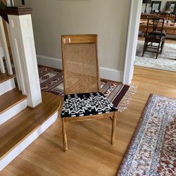 Retro Wicker Accent Chair Re-Covered in Pendleton wool.