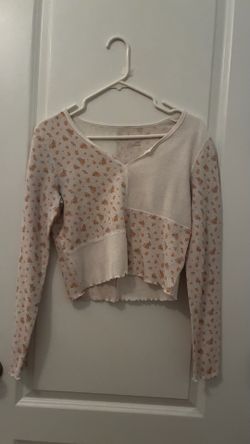 American Eagle Waffle Knit Floral Long Sleeve Top