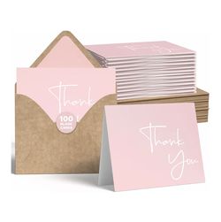 Thank You Cards With Envelopes Bulk Set & Stickers - 100 Pack 4x6 Blank Thank You Notes Bulk Box Set