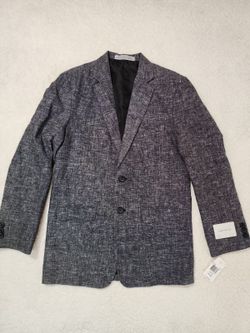 Perry Ellis Portfolio Women's 2-Button Blazer Jacket Linen Blend Gray/black S16