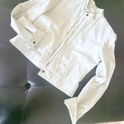 Jones New York Women’s White Leather Jacket – Size M – 100% Genuine Buttery Soft Leather