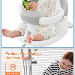 Baby Bath Seats for Babies Sitting Up, Non-Slip Baby Bathtub with 3 Suction Cups, Safe & Comfortable Toddler Bath Seat Ideal for Baby Bath/Shower Supp