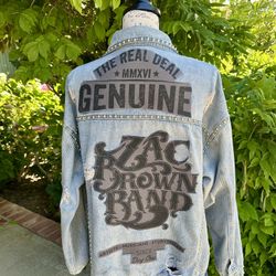 Women's Zac Brown Band Studded Distressed Jean Jacket-Oversized