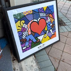 Romero Britto Frame Art Poster 34x30