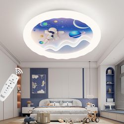 Protection Ceiling Lamp, Round Cartoon Design, Suitable for Girl Boy Baby Bedroom Blue