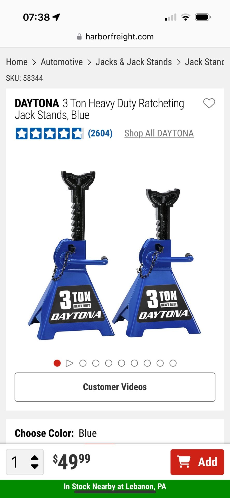 Daytona Jackstands 3 Ton Heavy Duty