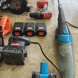 7 Tools All Together With 3 Batteries and Charger 