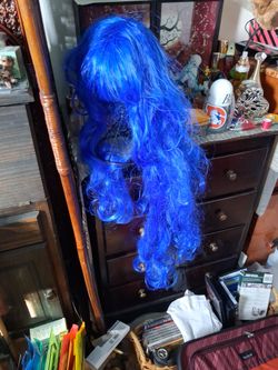 Blue Wig Comb It Out And Ready To Wear(((Cash Only