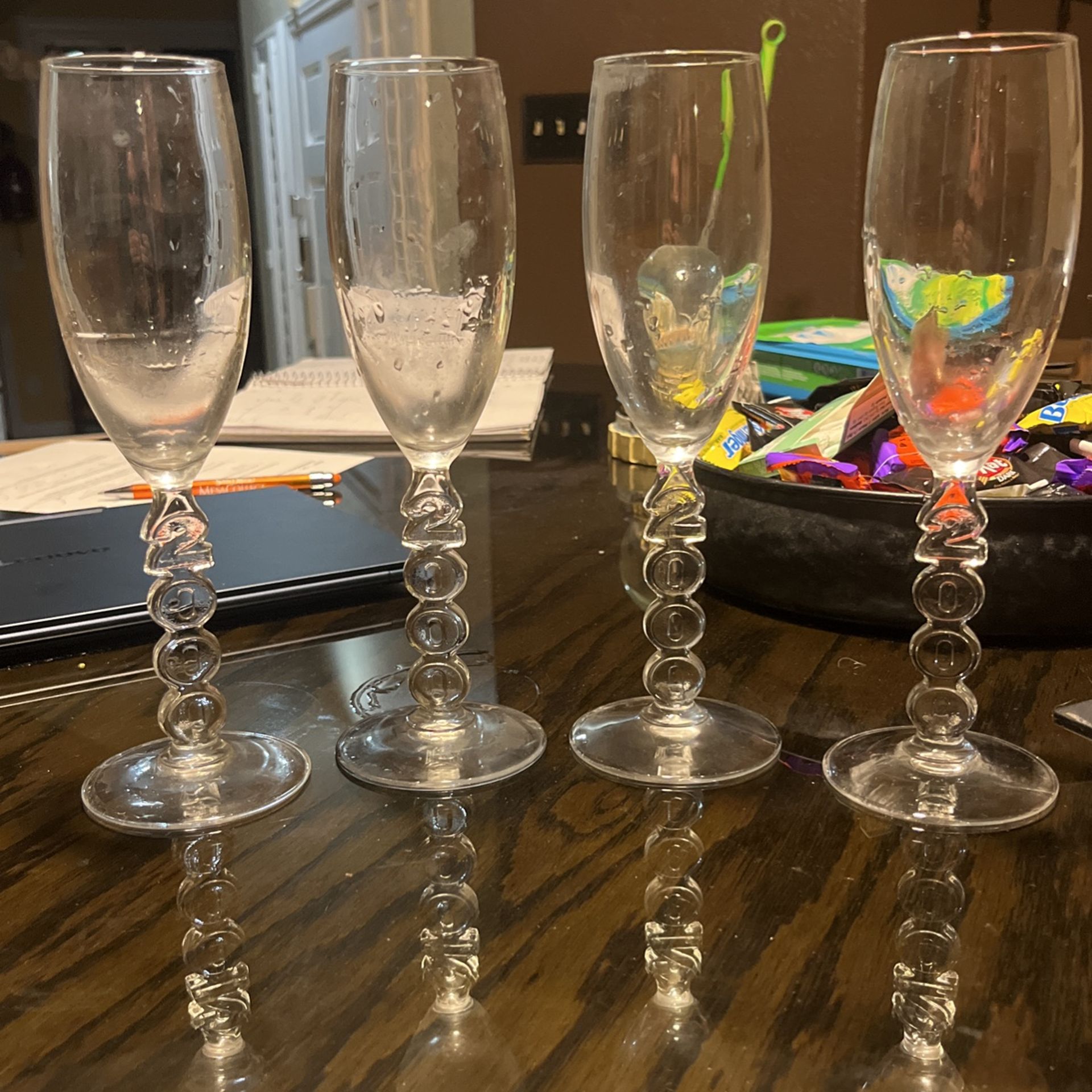 Year 2000 Champagne Glasses Set Of 4-