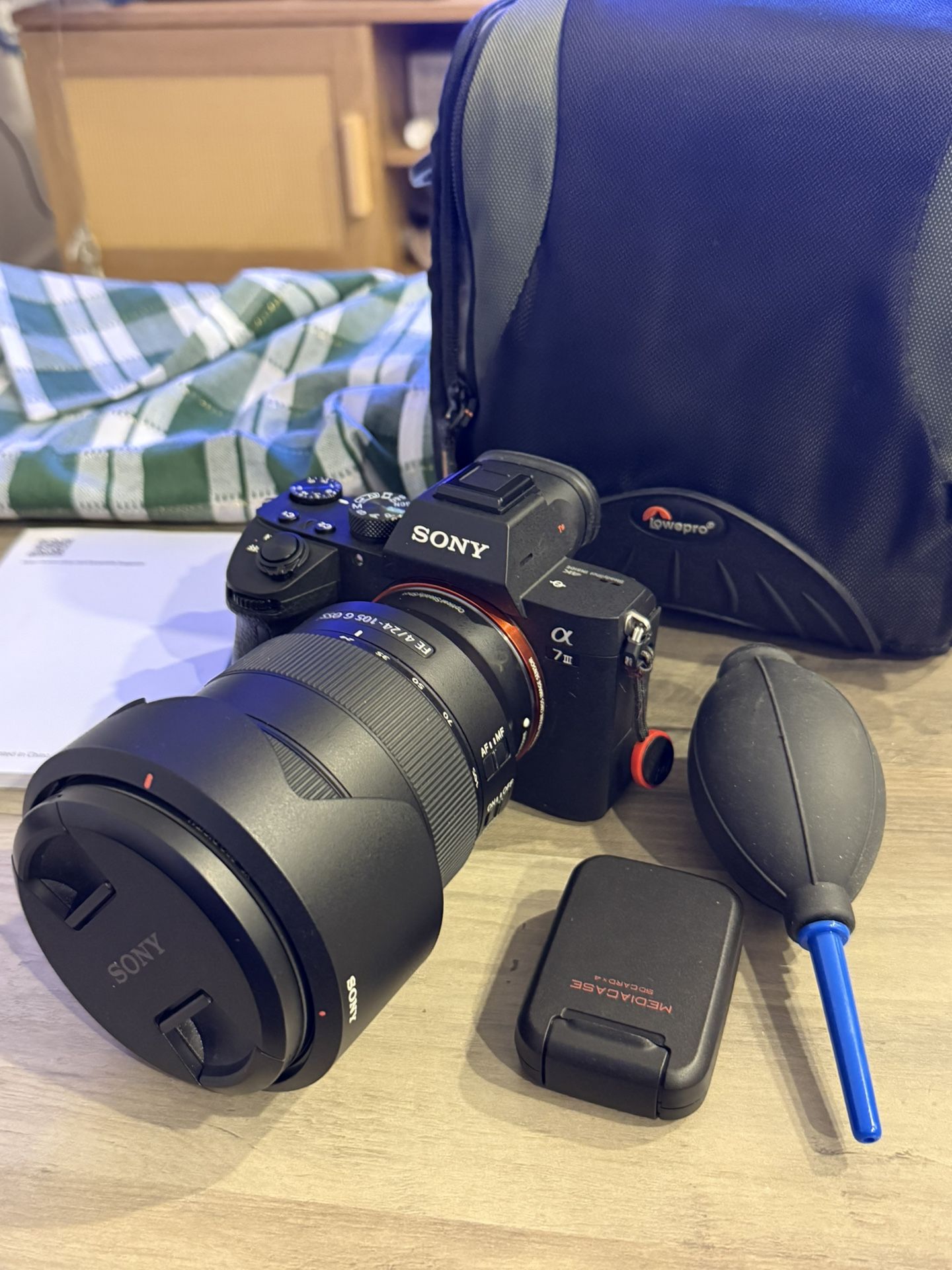 Sony Alpha A7iii Camera + FE 24–105 mm F4 G OSS Lens