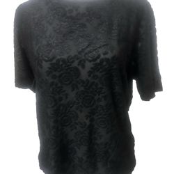Y2K Black Velvet Floral Burnout Women’s XL. 