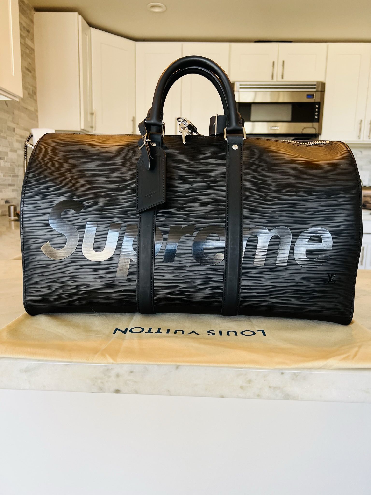 LOUIS VUITTON Supreme Epi Keepall Bandouliere 45 Luggage