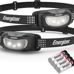 Energizer LED Headlamp (2-Pack) Universal+, IPX4 Water Resistant Headlamps, High-Performance Head Light for Outdoors, Camping, Running, Storm, Surviva